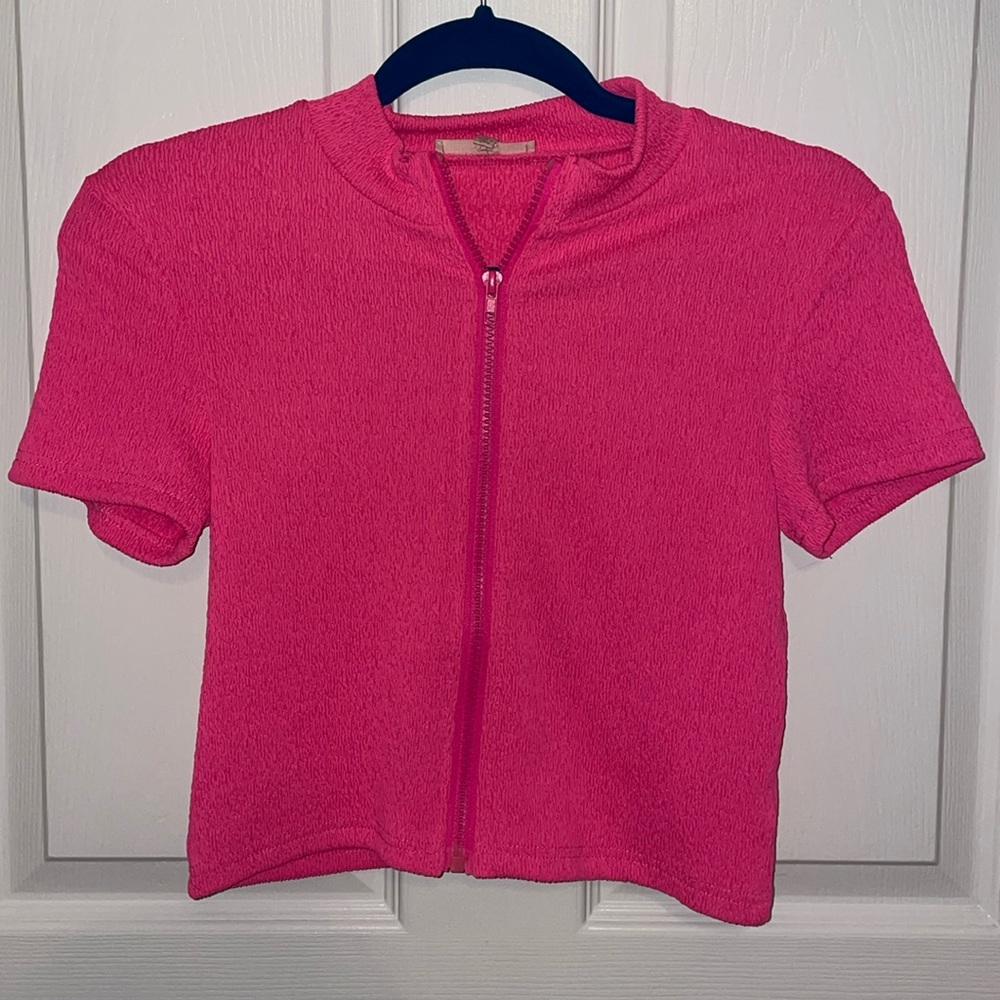 Hot Pink Zip Up shirt